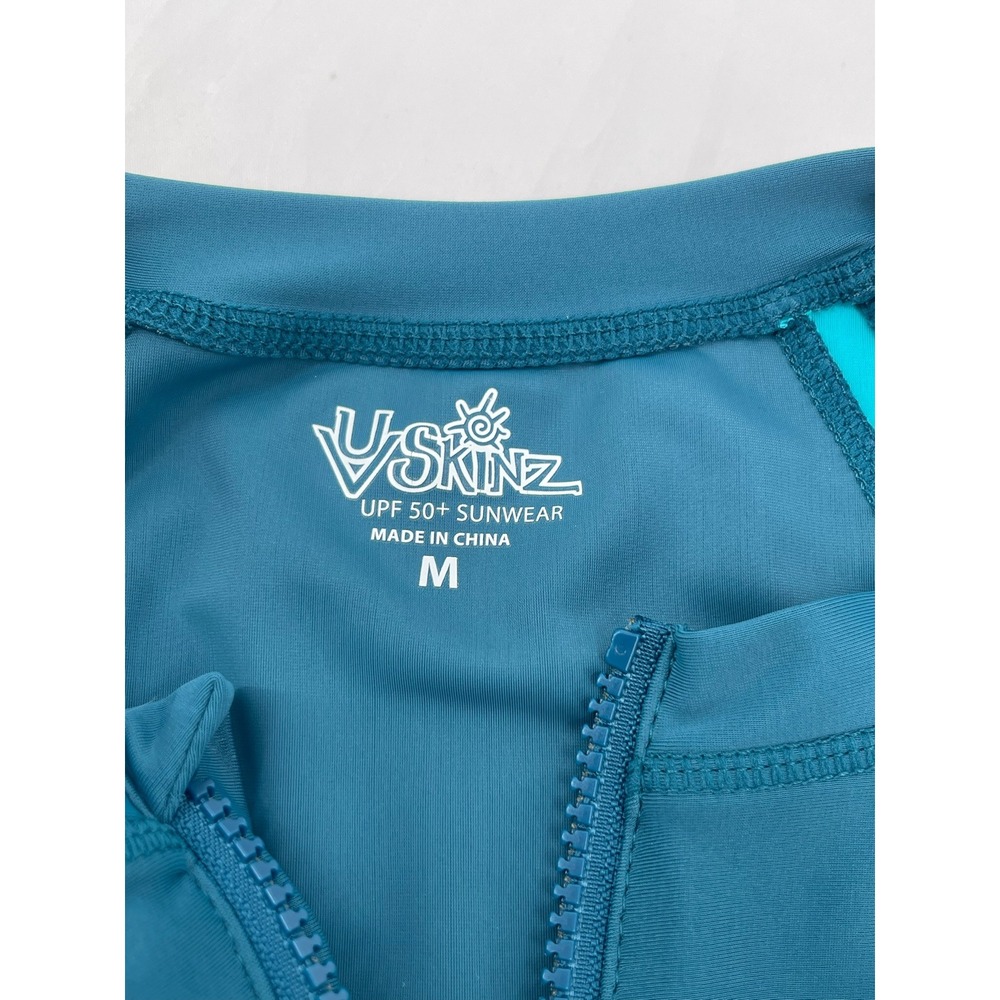UV Skinz Rash Guard Womens M Teal Blue Full Zip Long Sleeve UPF 50+ - Picture 3 of 7